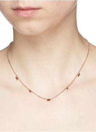 Detail View - Click To Enlarge - XIAO WANG - 'Elements' diamond 14k rose gold beaded necklace
