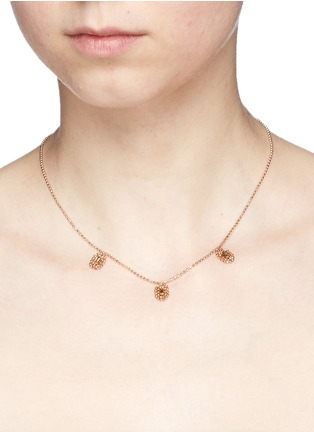 Detail View - Click To Enlarge - XIAO WANG - 'Elements' diamond 14k rose gold ball chain necklace