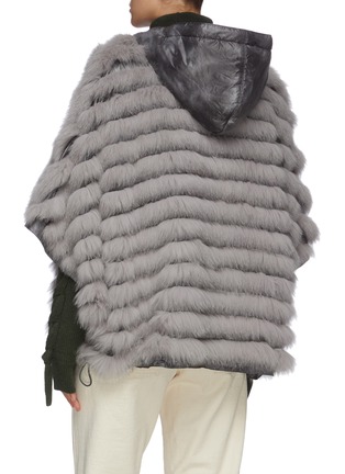 Back View - Click To Enlarge - GEMMI - Reversible fox fur oversized hooded poncho