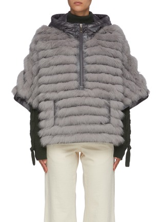 Main View - Click To Enlarge - GEMMI - Reversible fox fur oversized hooded poncho