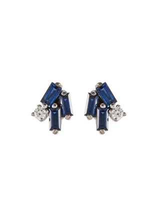 Main View - Click To Enlarge - SUZANNE KALAN - 'Fireworks' diamond sapphire 18k white gold earrings