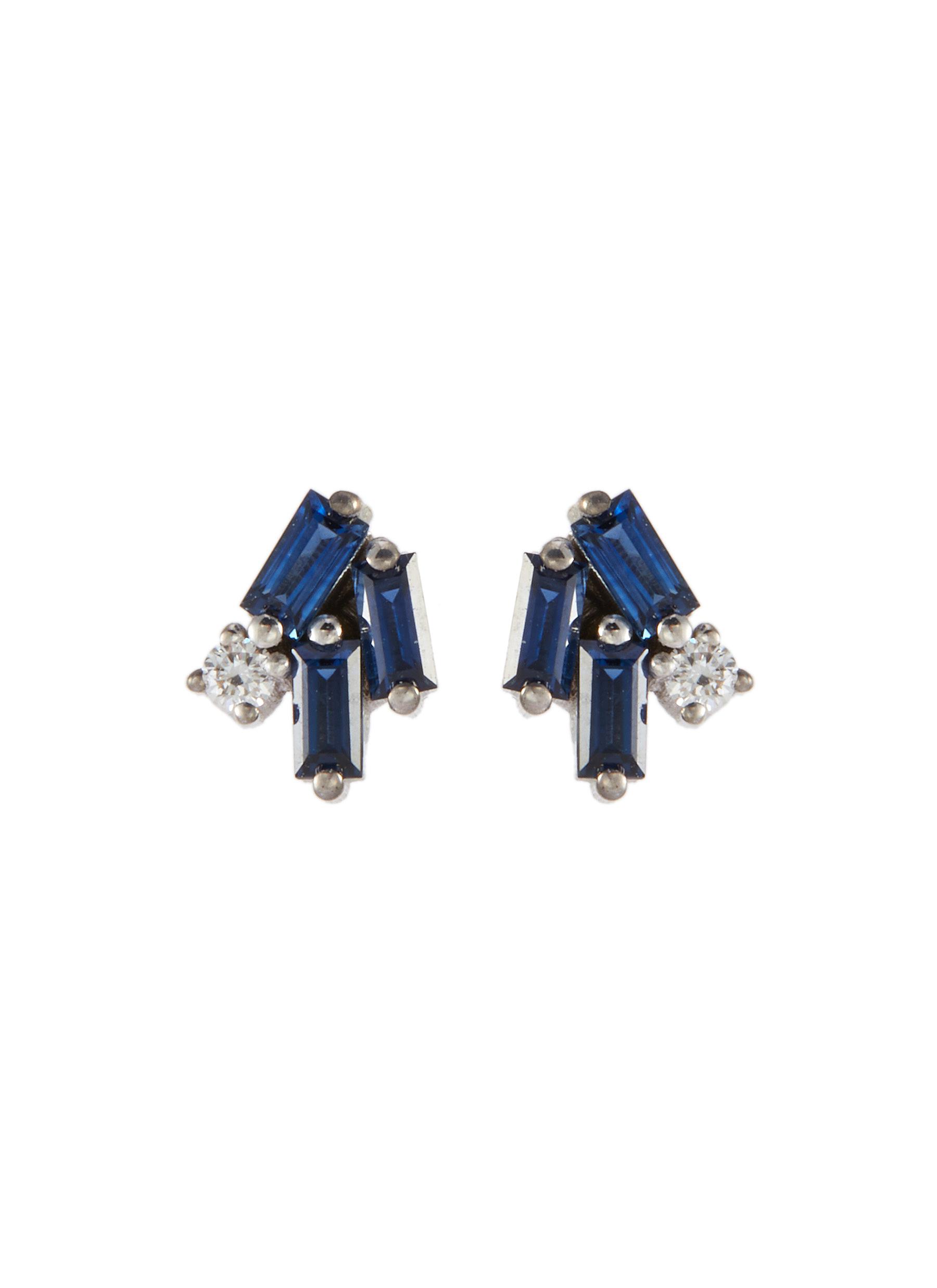 Suzanne Kalan 'fireworks' Diamond Sapphire 18k White Gold Earrings