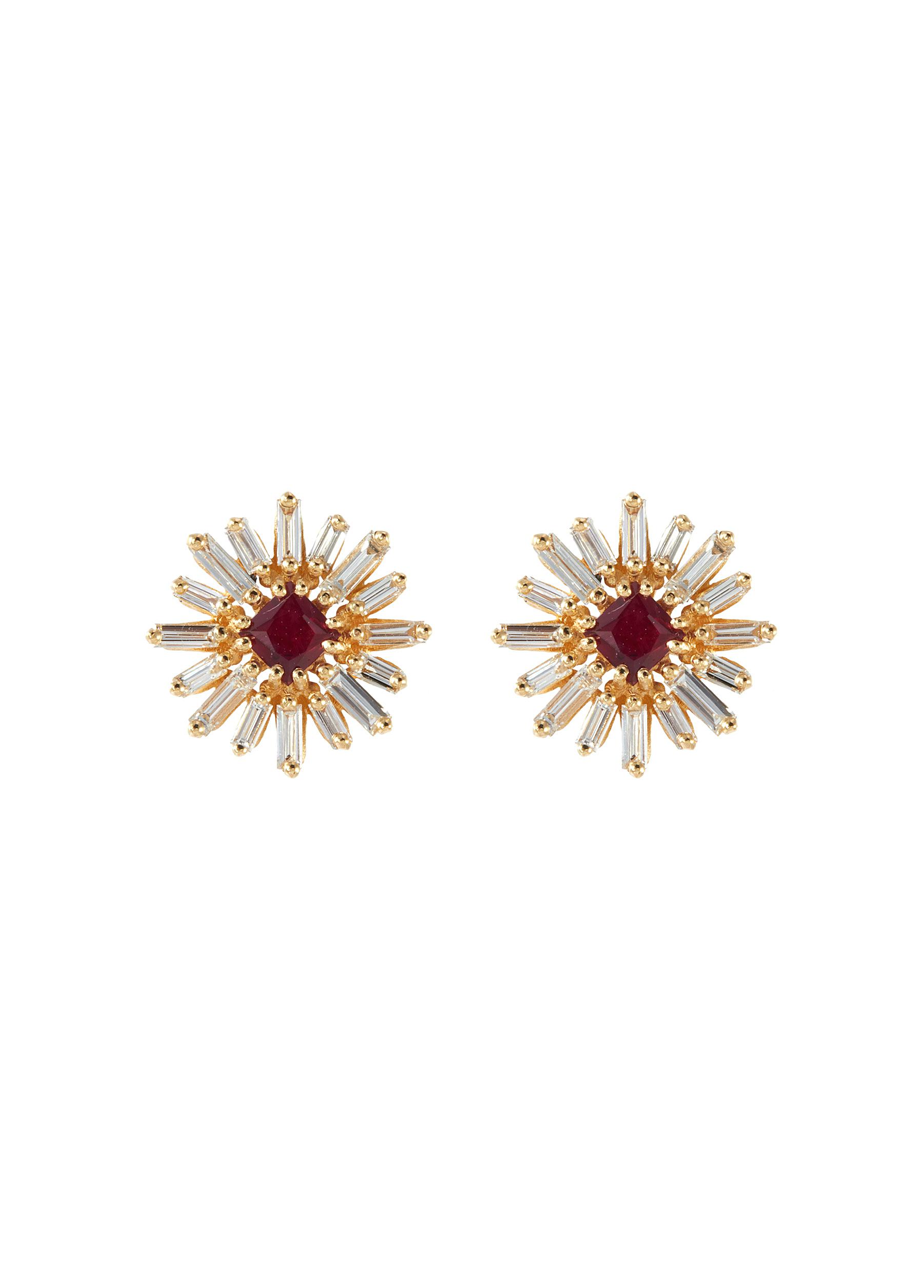 Suzanne Kalan Diamond Ruby 18k Gold Earrings