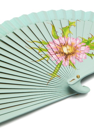 Detail View - Click To Enlarge - FERN FANS - Floral print birch wood fan