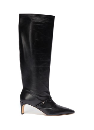 Main View - Click To Enlarge - JIL SANDER - Slim Buckle Strap Flat Heel Point Toe Knee High Boots