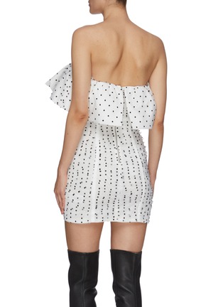 Back View - Click To Enlarge - SELF-PORTRAIT - Polka Dot Mesh Frill Ruffle Top Mini Dress