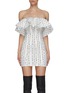 Main View - Click To Enlarge - SELF-PORTRAIT - Polka Dot Mesh Frill Ruffle Top Mini Dress