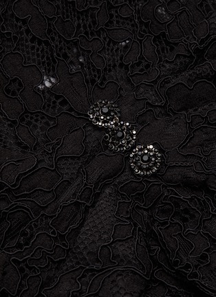 Detail View - Click To Enlarge - SELF-PORTRAIT - Cord Lace Overlay Gathered Waist Ruffle Mini Dress
