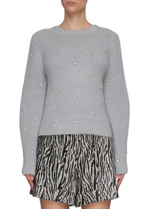 Main View - Click To Enlarge - SELF-PORTRAIT - Crystal Embellished Back Wrap Bubble Sleeve Sweater