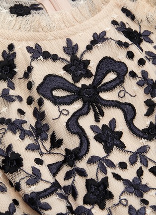  - NEEDLE & THREAD - 'BONNIE BOW' Floral Embroidered Cape Sleeve Tier Mini Dress