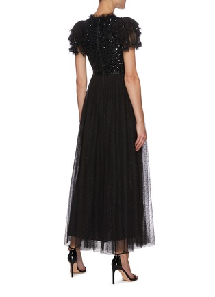 Back View - Click To Enlarge - NEEDLE & THREAD - 'SHIRLEY RIBBON' Puff Sleeve Sequin Embellished Maxi Dress