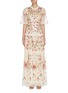 Main View - Click To Enlarge - NEEDLE & THREAD - 'TRELLIS ROSE' Floral Embroidered Cape Sleeve Gown