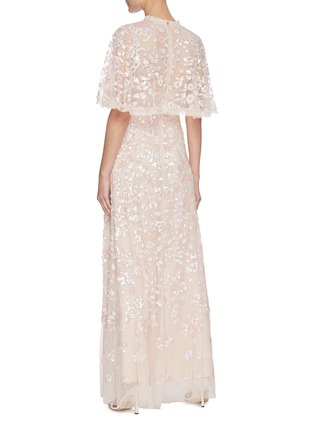 Back View - Click To Enlarge - NEEDLE & THREAD - Sequin Embellished Cape Sleeve Gown