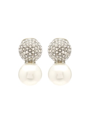 Main View - Click To Enlarge - KENNETH JAY LANE - Crystal pavé pearl clip earrings
