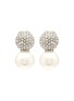 Main View - Click To Enlarge - KENNETH JAY LANE - Crystal pavé pearl clip earrings