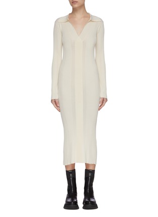 Main View - Click To Enlarge - REMAIN - 'JOY' Low V-neck Slim Fit Midi Dress