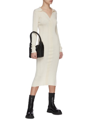 Figure View - Click To Enlarge - REMAIN - 'JOY' Low V-neck Slim Fit Midi Dress