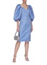 Figure View - Click To Enlarge - ROTATE - Irina' All-over Diamond Stitch Bubble Sleeve Dress