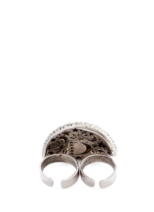 Figure View - Click To Enlarge - DELFINA DELETTREZ - Diamond silver eye two finger open ring