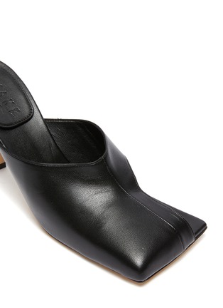 Detail View - Click To Enlarge - A.W.A.K.E. MODE - 'Mary' Asymmetric Curved Square Toe Leather Mules