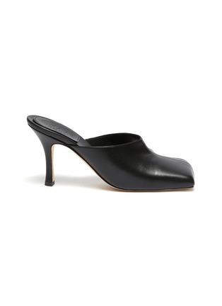 Main View - Click To Enlarge - A.W.A.K.E. MODE - 'Mary' Asymmetric Curved Square Toe Leather Mules