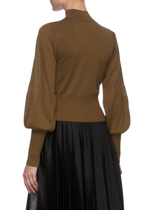 Back View - Click To Enlarge - EQUIL - Puff Sleeve High Neck Sweater