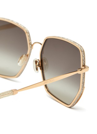 Detail View - Click To Enlarge - JIMMY CHOO - 'Aline' glitter angular frame sunglasses