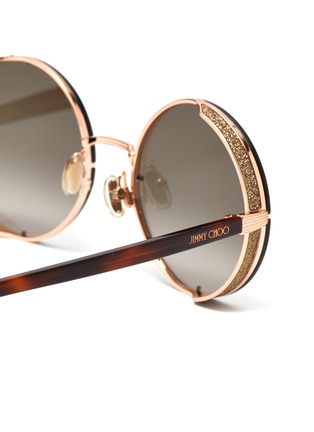Detail View - Click To Enlarge - JIMMY CHOO - 'Lilo' glitter rounded metal frame sunglasses