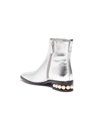  - NICHOLAS KIRKWOOD - Casati' faux pearl heel metallic leather ankle boots