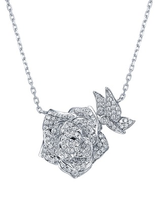 Main View - Click To Enlarge - SARAH ZHUANG - Lady Rose diamond 18k white gold pendant necklace