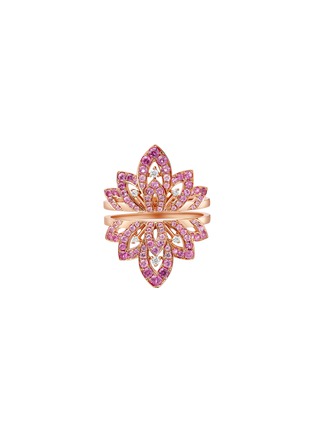 Main View - Click To Enlarge - SARAH ZHUANG - Fantasy Garden diamond pink sapphire 18k rose gold flower jacket ring