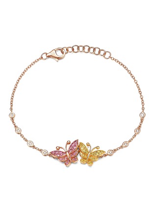Main View - Click To Enlarge - SARAH ZHUANG - Dancing Butterfly diamond sapphire 18k gold bracelet