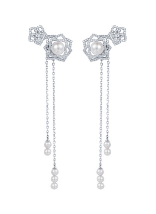 Main View - Click To Enlarge - SARAH ZHUANG - Enchanted Pearl diamond pearl 18k white gold lotus earrings