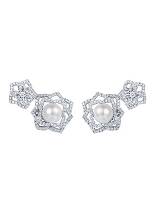Figure View - Click To Enlarge - SARAH ZHUANG - Enchanted Pearl diamond pearl 18k white gold lotus earrings