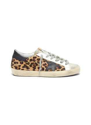 Main View - Click To Enlarge - GOLDEN GOOSE - Superstar' leopard print panel suede tongue sneakers