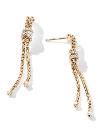 Detail View - Click To Enlarge - DAVID YURMAN - Helena' box chain diamond 18k gold earrings