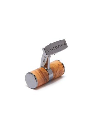 Detail View - Click To Enlarge - TATEOSSIAN - Montecarlo' wood cylinder metal cufflinks