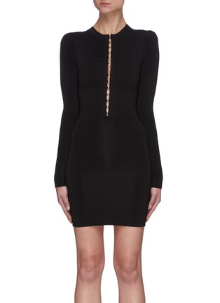 Main View - Click To Enlarge - DION LEE - Hook front knit mini dress