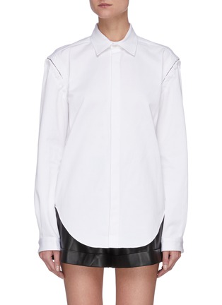 Main View - Click To Enlarge - DION LEE - Semi detach sleeve cotton twill shirt