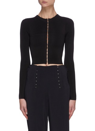 Main View - Click To Enlarge - DION LEE - Hook front knit bustier top