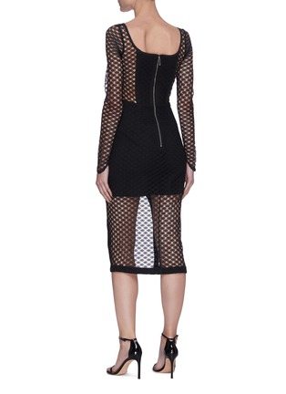 Back View - Click To Enlarge - DION LEE - Crochet lace panel front slit dress