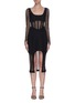 Main View - Click To Enlarge - DION LEE - Crochet lace panel front slit dress