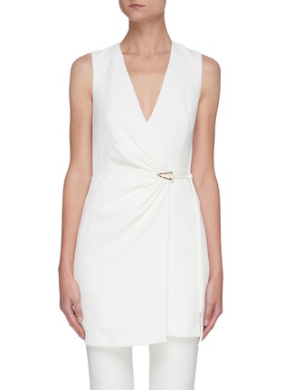 Main View - Click To Enlarge - DION LEE - Link detail wrap front sleeveless mini dress