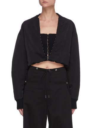 Main View - Click To Enlarge - DION LEE - Crop rib knit layer bomber jacket