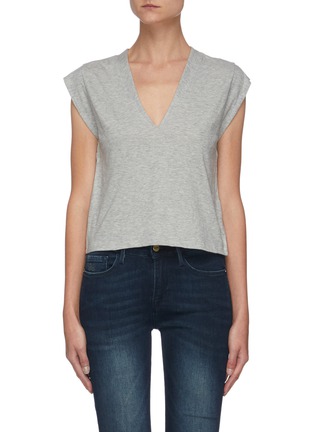 Main View - Click To Enlarge - FRAME - Le High Rise' V-neck Cotton T-shirt