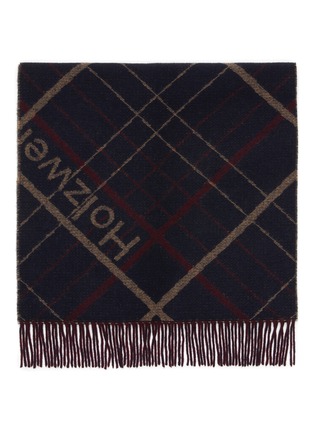 Detail View - Click To Enlarge - HOLZWEILER - Tableau' check slogan embroidered wool blend scarf