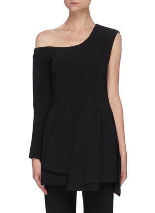 Main View - Click To Enlarge - A.W.A.K.E. MODE - One shoulder peplum panel crepe jersey top