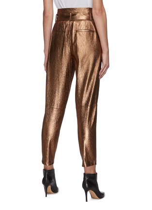 Back View - Click To Enlarge - ALICE & OLIVIA - 'GABRIELLE' Metallic Leather High Waist Pants