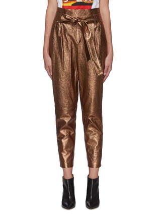 Main View - Click To Enlarge - ALICE & OLIVIA - 'GABRIELLE' Metallic Leather High Waist Pants