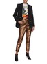 Figure View - Click To Enlarge - ALICE & OLIVIA - 'GABRIELLE' Metallic Leather High Waist Pants